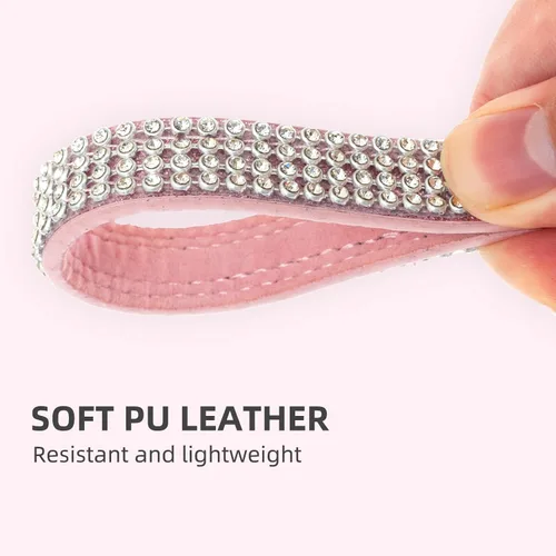 Miniatura 4 de PUPTECK Collar básico ajustable para gato con diamantes brillantes y campanas dobles, para gatitos y cachorros pequeños, collares de diamantes