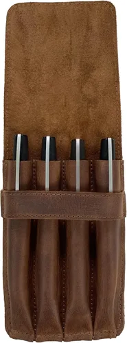 Miniatura 3 de Portalápices, estuche para lápices, soporte de estilo minimalista, almacenamiento clásico, cuero de grano completo, hecho a mano, marrón bourbon