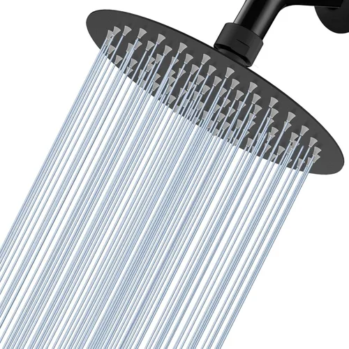 Miniatura 15 de Voolan Cabezal de ducha de lluvia, cabezal de ducha grande de alto flujo hecho de acero inoxidable de metal, cubierta de cuerpo de cascada, soporte