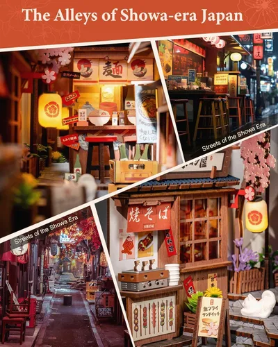 Miniatura 3 de Rolife Rincón de libro apto para principiantes de 3 a 4 horas, callejón de vinos Sakura con profundidad de espejo infinito, rompecabezas de madera
