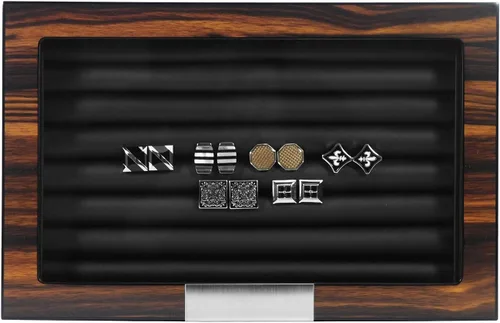 Miniatura 8 de Caja de gemelos de madera con ventana de cristal para gemelos, organizador de anillos y caja de gemelos para hombres con capacidad para 36-46 pares