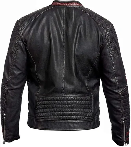Miniatura 3 de N7 Mass Effect 3 Street Fighter Cafe Racer - Chaqueta de piel negra para hombre