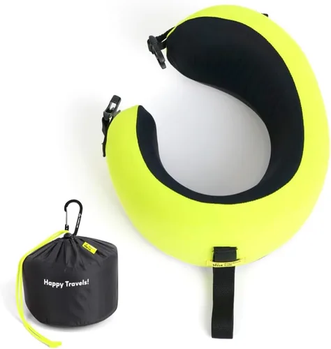Miniatura 15 de C CUSHION LAB Almohada de viaje, galardonado diseño ergonómico patentado para mentón y cuello, almohada de espuma viscoelástica para el cuello