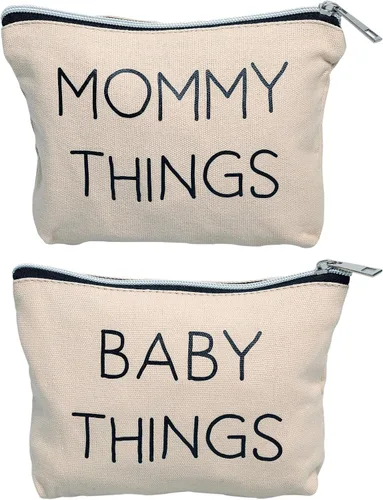 Miniatura 9 de Pearhead Mommy and Baby Things Pouch Set, Canvas Zipper Organizer Bags for Diaper Bag and Travel, Cosmetic and Makeup Bag for Mom