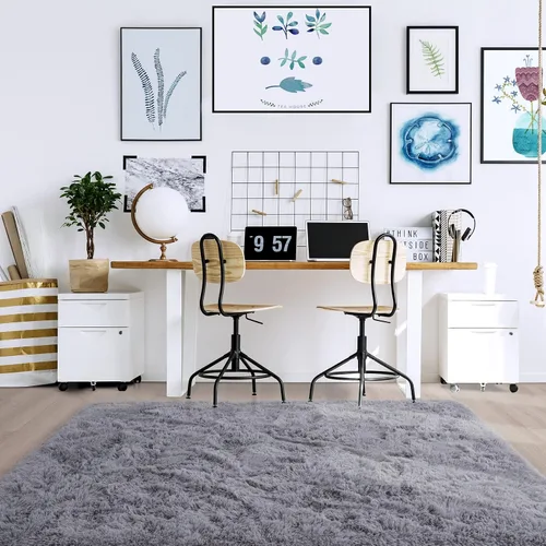 Miniatura 5 de Noahas - Tapetes de área esponjosos, tapete afelpado, estético, suave y antideslizante para habitación, sala de estar, dormitorio, guardería, Gris
