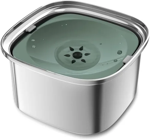 Miniatura 8 de Decflow Cuenco de agua para perros de 3 litros de acero inoxidable con tapa, cuenco de agua sin derrames para perros grandes, a prueba