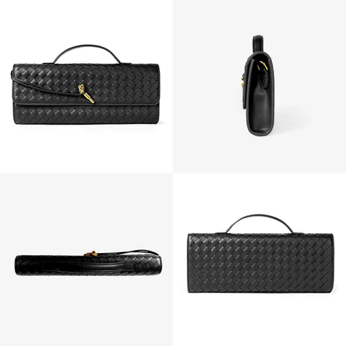 Miniatura 3 de Joryin Bolso tejido para mujer, bolso de mano de cuero tejido, bolso cruzado, bolso formal de noche, cuero vegano