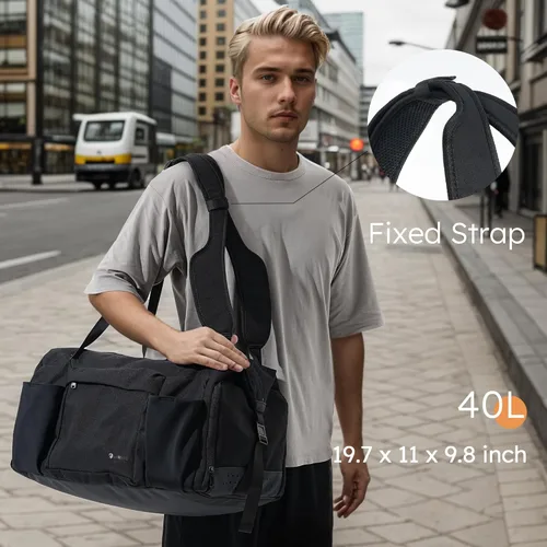 Miniatura 3 de Bolsa de gimnasio para hombre con compartimento para zapatos y bolsillo húmedo, bolsa de lona convertible y mochila de gimnasio, bolsas deportivas