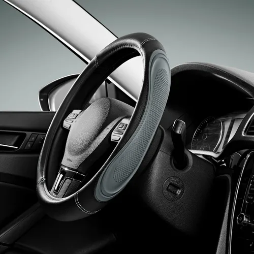 Miniatura 10 de Road Comforts Funda para volante de automóvil, funda de cuero de microfibra para volante de 14.5 a 15 pulgadas, antideslizante, para hombres