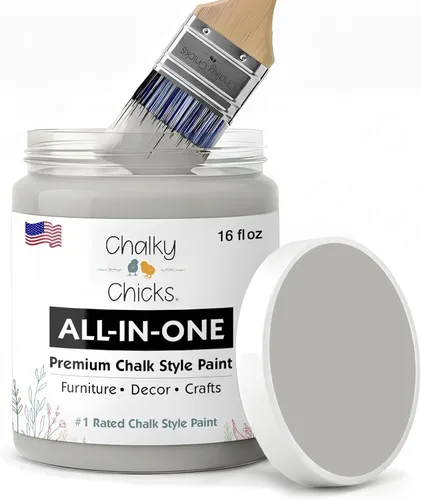 Miniatura 131 de Chalky Chicks - Pintura mate a la tiza, no requiere lijado, 4 onzas líquidas, color gris oscuro (Gun Metal Gray), para muebles, pintura sin Gris