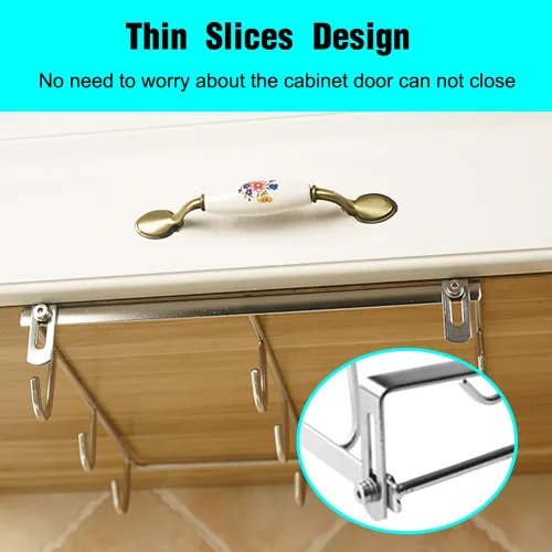 Miniatura 5 de Soporte para tazas debajo del gabinete para base de gabinete de 1.18 a 1.96 pulgadas de grosor, 9 ganchos, organizador de tazas de café, estante