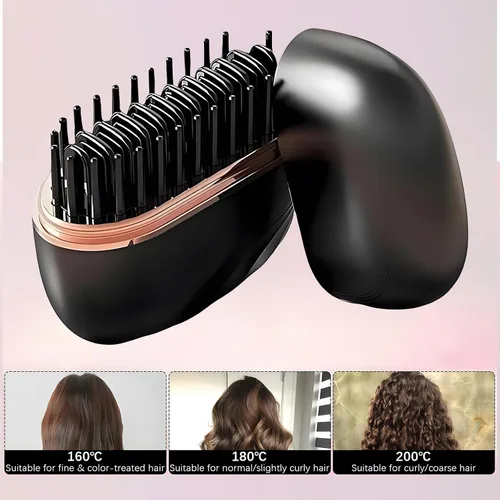Miniatura 5 de Mini alisador de pelo inalámbrico, control de temperatura de 3 velocidades y calentamiento rápido, herramienta de peinado portátil recargable 2