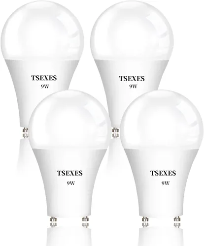 TSEXES - Bombilla LED GU24, 9 W, forma A19, 2 puntas, 2700 K, blanco cálido, paquete de 4 | Equivalente a 100 vatios, 1100 lúmenes, no regulable