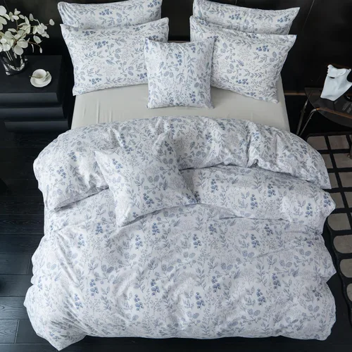 Miniatura 4 de Jane yre Funda de Edredón Queen de Flores de Microfibra Cepillada 3 Piezas Juego de Ropa de Cama Floral Queen Estilo Jardín Patrón Floral Azul Funda