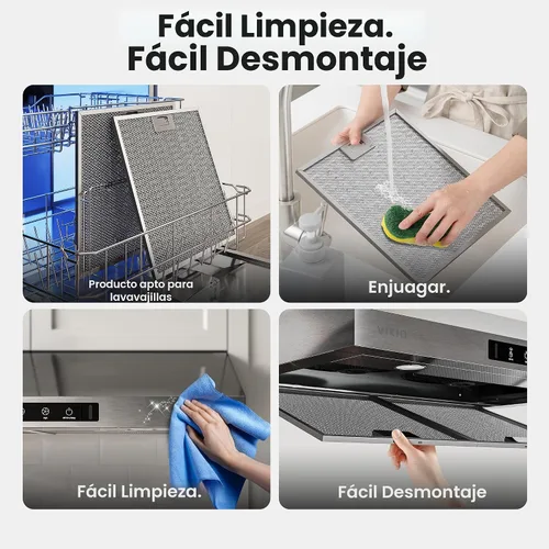 Miniatura 8 de VIKIO HOME Campana extractora para debajo del gabinete de 30 pulgadas, Campana extractora de cocina de acero inoxidable de 900CFM, Control
