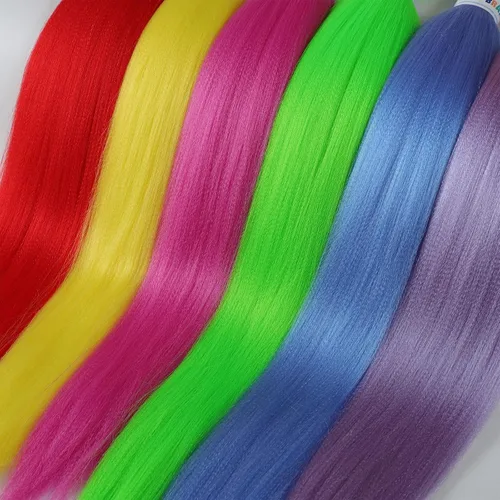 Miniatura 4 de Ms Aloe Cabello trenzado colorido preestirado, pelo trenzado multicolor, pelo trenzado suave sin nudos, 26 pulgadas, paquete de 6 unidades, cabello