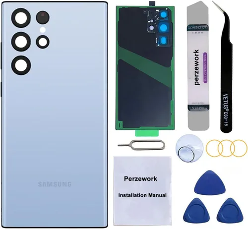 Miniatura 13 de Reemplazo de cristal trasero trasero para Samsung Galaxy S22 Ultra 6.8 pulgadas 5G con kit de herramientas de reparación y adhesivo preinstalado
