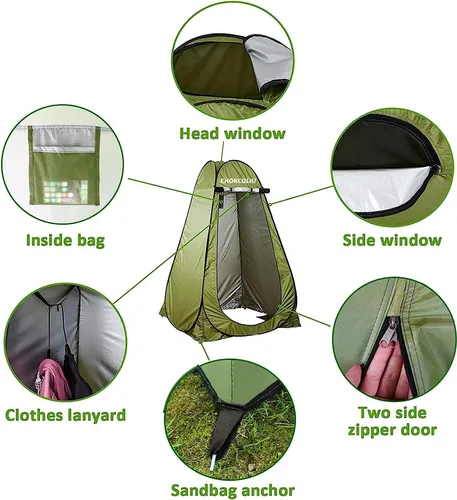 Miniatura 2 de Combo de tienda de ducha desplegable y bolsa de ducha solar de 20 L, refugio impermeable para privacidad para campamento con depósito de agua