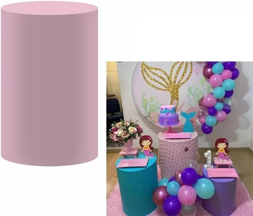 Miniatura 6 de Fundas de pedestal de princesa subacuática de sirenita cilíndrica cubierta de zócalo púrpura sólido para niñas, cumpleaños, fiesta oceánica, NO311