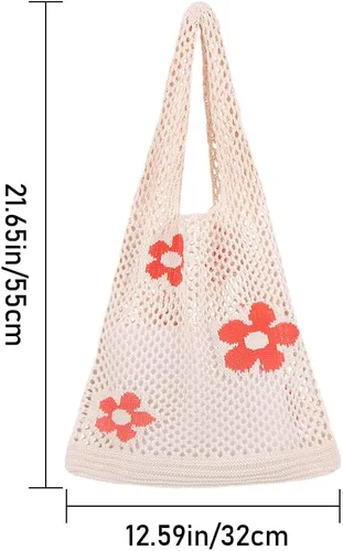 Miniatura 3 de Ovida Bolso de mano de ganchillo de malla, bolsa de playa Fairycore, bolso hobo de hadas, estilo grunge, bolso estético Y2K para mujeres y niñas