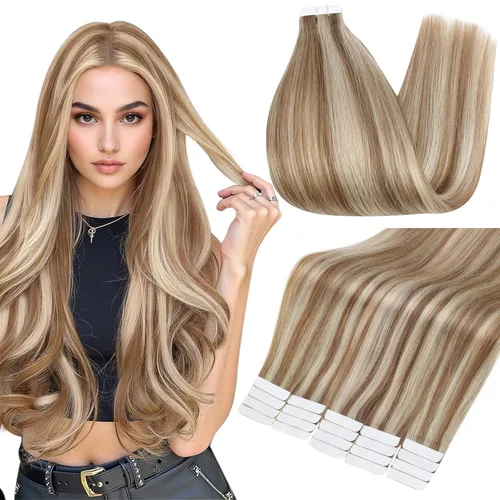 Miniatura 22 de Full Shine - Extensiones de cabello con cinta adhesiva de 18 pulgadas, extensiones de cabello Remy de 1.76 oz, extensiones de cabello lacio