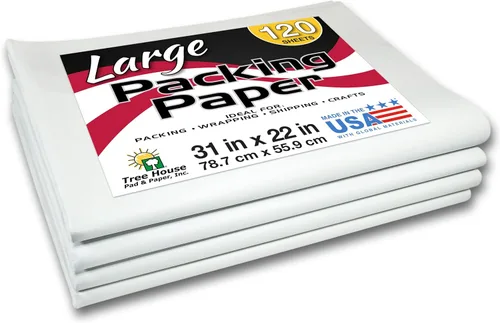 Tree House Papel de Embalaje para Mudanzas – 120 Hojas GRANDES de Papel de Periódico para Embalaje – Papel de 31" x 22" para Empacar Platos, Envío y