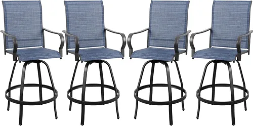 Vongrasig Sillas giratorias de bar de 4 piezas para patio, sillas de bar giratorias de metal para todo tipo de clima, juego de bistró alto para Azul