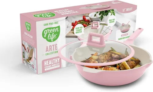 Miniatura 12 de GreenLife Antiadherente 12" (5QT) Todo en Uno Wok de Sartén Profunda con Tapa, Sartén Multiusos de Cerámica No Tóxica Libre de PFAS, Inducción, Para