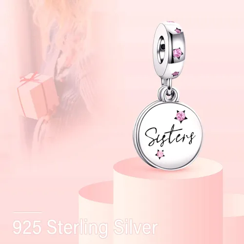 Miniatura 2 de EZ Tuxedo Forever Sister - Dijes colgantes de plata de ley 925 para pulseras, Metal, circonita