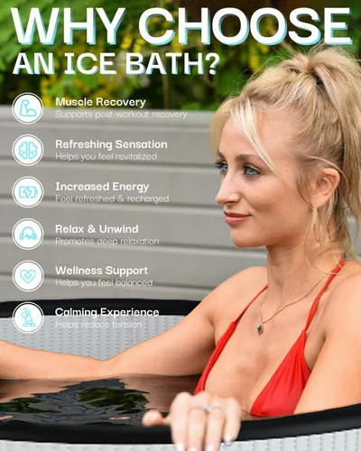 Miniatura 5 de Bañera de hielo inflable para atletas, compatible con enfriador de agua, bañera de inmersión fría para recuperación con tapa aislada, hoja de tierra