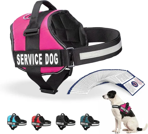 Miniatura 19 de Arnés Industrial Puppy para perros con correas y asa, y chaleco con parche reflectante, en un cómodo diseño de malla, Bright Red 2-Rojo Brillante