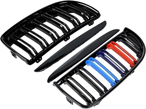 Miniatura 5 de Par de rejillas de riñón delanteras negras brillantes, radiador de color M compatible con BMW E90 E91 323i 325i 328i 335i 328i 335i Pre-LCI 2005-2008
