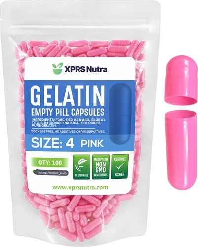 XPRS Nutra Cápsulas vacías de tamaño 4, 100 cápsulas pequeñas de gelatina vacías - Cápsulas de píldoras vacías expresas - Relleno de cápsulas de