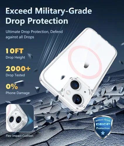 Miniatura 420 de FNTCASE Funda para iPhone 13 Pro-Max: Fundas magnéticas transparentes compatibles con Magsafe Slim anti amarillamiento protección contra caídas
