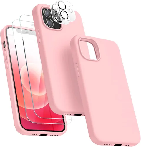 Miniatura 18 de Funda 5 en 1 para iPhone 12 Pro con protector de pantalla y protector de lente de cámara, funda de silicona líquida para iPhone 12 Pro (verde alpino)