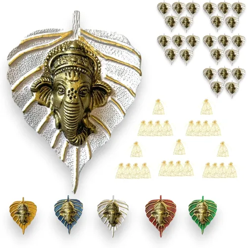 Miniatura 11 de LOVENSPIRE Ganesha de hoja de metal para colgar en la pared, decoración para el hogar, sala de estar, oficina, obra decorativa de arte indio