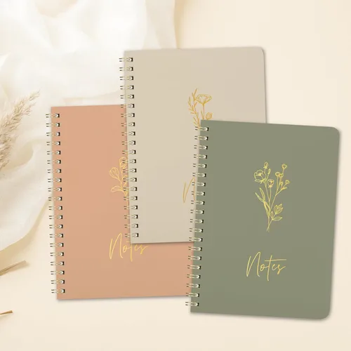 Miniatura 4 de ZICOTO Set de 3 Cuadernos de Espiral Estéticos para Mujeres - Lindo Diario/Cuaderno de 7x5 con Páginas Rayadas de Regla Universitaria - Suministros