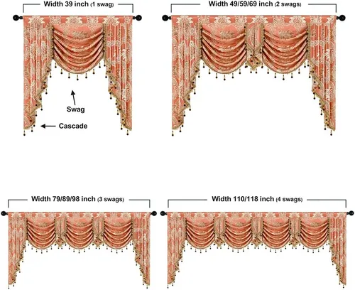 Miniatura 5 de ELKCA - Cenefa de cascada de tejido jacquard para dormitorio, cenefa de cortina de lujo para sala de estar