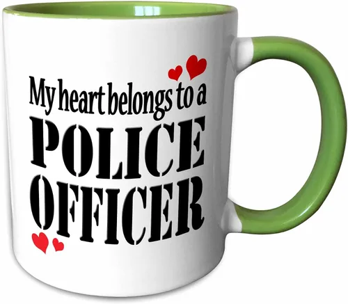 Miniatura 7 de 3dRose Taza de cerámica My heart belongs to a policer, azul/blanco