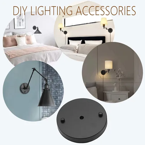 Miniatura 4 de Kit de luces para techo de techo, placa de techo negra de 6 pulgadas, accesorios de luz colgante + 5 conectores negros para alivio de tensión