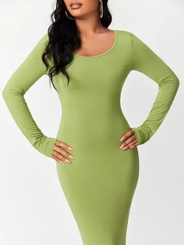 Miniatura 4 de Floerns Vestido largo de manga larga con cuello redondo para mujer