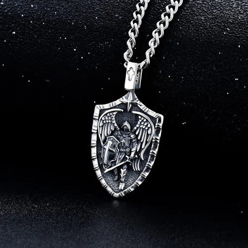 Miniatura 4 de WINNICACA Joyería de plata de ley de San Miguel para hombres, joyería con colgante para padre, novio, medalla de San Miguel para niños y hijos