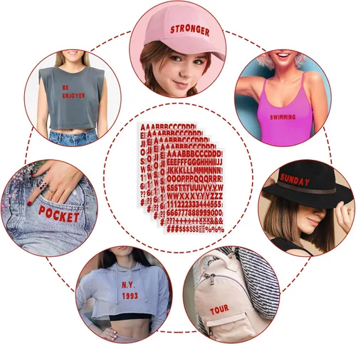 Miniatura 7 de 5 hojas, 830 letras y números para planchar para ropa, letras de vinilo para planchar de 1 pulgada con letras de transferencia de calor de la A a