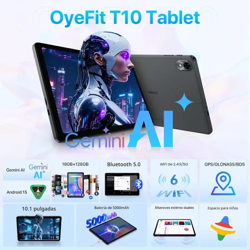 Miniatura 2 de Tablet The World's First Android 15 con Gemini AI,10.1 pulgadas 18GB RAM 128GB ROM 2TB TF, velocidad hasta 2.0 GHZ, Widevine L1,5000mAh, radio FM