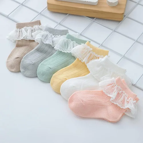 Miniatura 3 de QandSweet Calcetines de encaje para niñas recién nacidas para bebés y niños pequeños