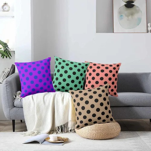 Miniatura 8 de Fundas de almohada de lunares negros sobre beige de 16 x 16 pulgadas, fundas de almohada decorativas rústicas y cuadradas para decoración del sofá