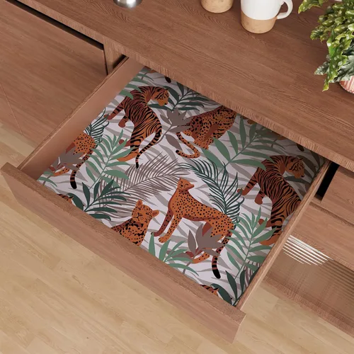 Miniatura 3 de CRE8TIVE Papel tapiz de animales de tigre y leopardo, hojas exóticas de selva tropical, papel tapiz de despegar y pegar, papel tapiz de 12 x 118