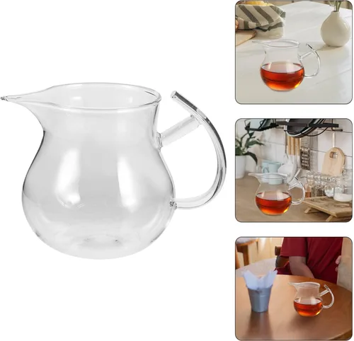 Miniatura 9 de Alipis Jarra de leche de vidrio grueso resistente al calor, taza transparente de 12 onzas para cocina, té, café, 4.72 x 3.54 x 3.34 pulgadas