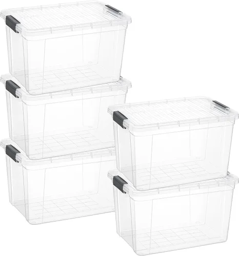 Miniatura 49 de Superio Cajas de almacenamiento transparentes con tapas, contenedores de plástico de 2.5 cuartos de galón para organizar, cajas apilables, sin BPA