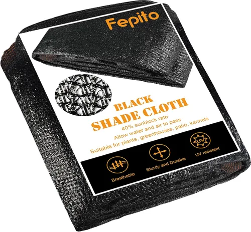 FEPITO 40% tela de sombra de 8 x 16 pies, red de sombra de malla negra para plantas, invernaderos, estacionamiento, jardín, patio o perrera